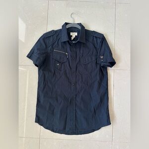 DIESEL Vintage Mens Black Cotton Short Sleeve Button Up Size L Made in India Y2K